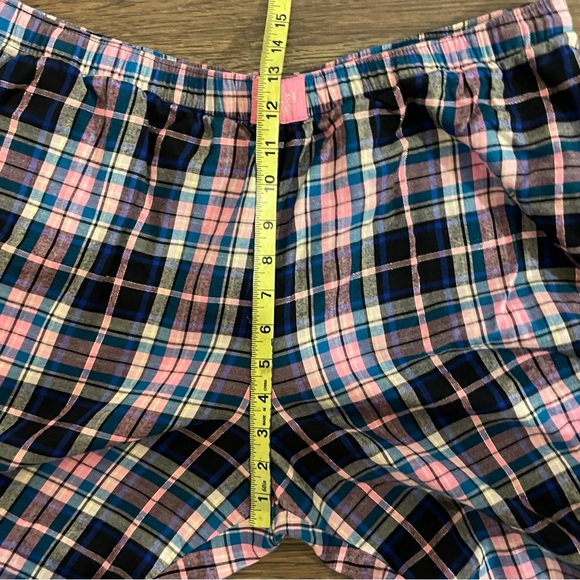 Victoria’s Secret Plaid Pajama Joggers Pink Blue Black White Metallic Silver XL - Picture 10 of 12